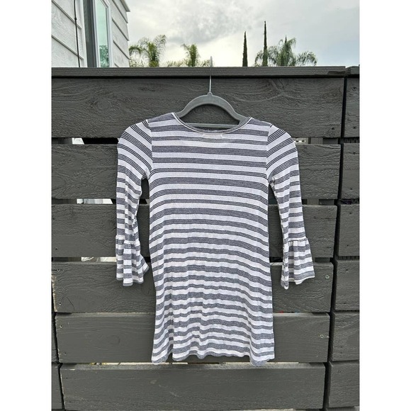 Billabong Girl's Striped Knit Shirt Mini Dress with Flared Sleeves sz S - Picture 5 of 5